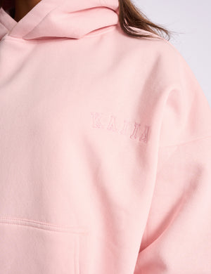 Kaiia Logo Embossed Oversized Hoodie Pale Pink