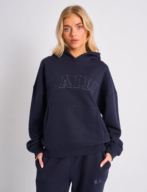 Kaiia Slogan Oversized Hoodie Navy