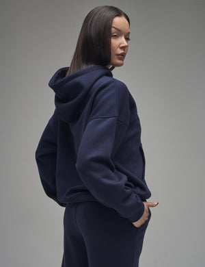 Kaiia Slogan Oversized Hoodie Navy