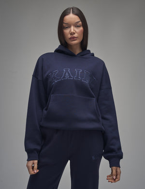 Kaiia Slogan Oversized Hoodie Navy