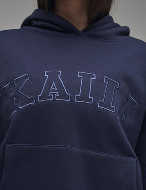 Kaiia Slogan Oversized Hoodie Navy