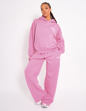 Kaiia Star Contrast Hood Oversized Hoodie Pink