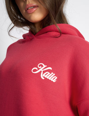 Kaiia Snowflake Logo Oversized Hoodie Red