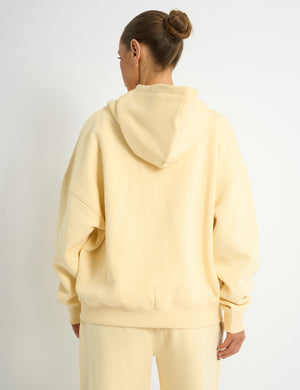 Kaiia Slogan Oversized Hoodie Soft Yellow & Grey