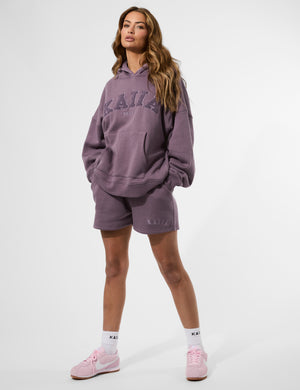 Kaiia Borg Slogan Oversized Hoodie Elderberry