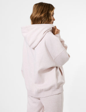 Kaiia Borg Slogan Oversized Hoodie Oat