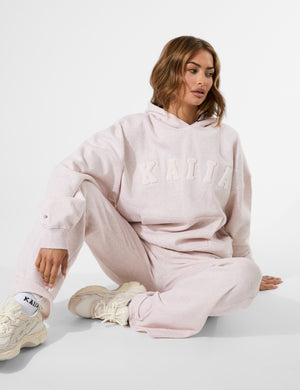 Kaiia Borg Slogan Oversized Hoodie Oat