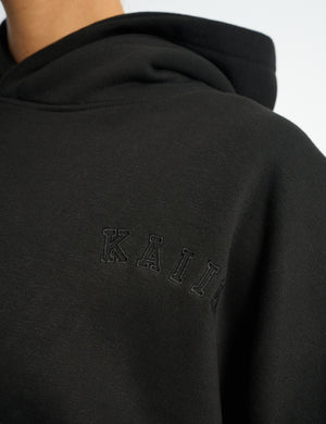 Kaiia Logo Embossed Oversized Hoodie Black