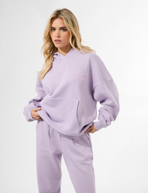 Kaiia Studio Script Logo Oversized Hoodie Lilac