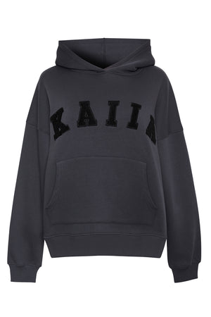 Kaiia Slogan Oversized Hoodie Dark Grey