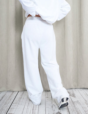 Kaiia Wide Leg Sweat Pants White