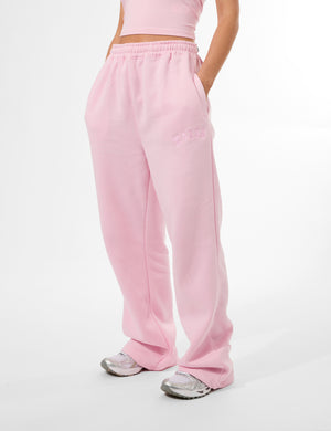 Kaiia Logo Wide Leg Sweat Pants Baby Pink