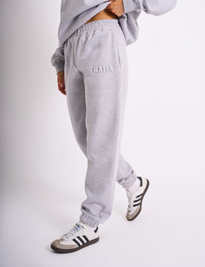 Kaiia Embossed Logo Cuffed Joggers Grey Marl