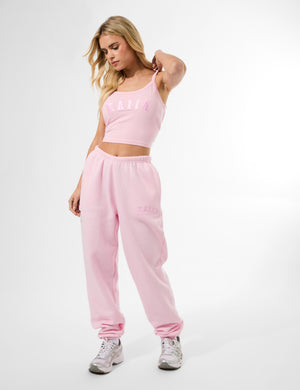 Kaiia Logo Cuffed Joggers Baby Pink