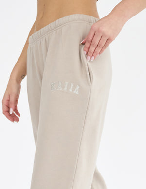 Kaiia Logo Cuffed Joggers Stone