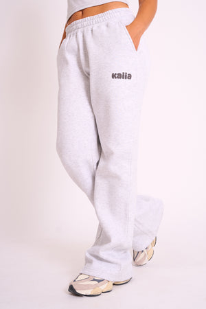 Kaiia Studio Bubble Logo Wide Leg Jogger Grey Marl