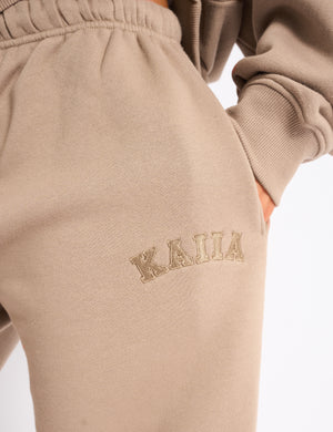 Kaiia Logo Wide Leg Joggers Latte