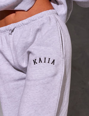 Kaiia Logo Wide Leg Joggers Light Grey Marl & Black