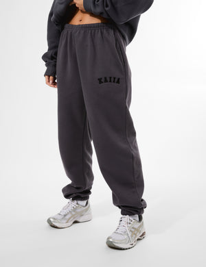 Kaiia Logo Cuffed Joggers Dark Grey