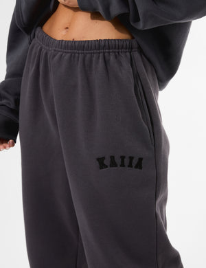 Kaiia Logo Cuffed Joggers Dark Grey