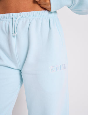 Kaiia Logo Wide Leg Joggers Light Blue