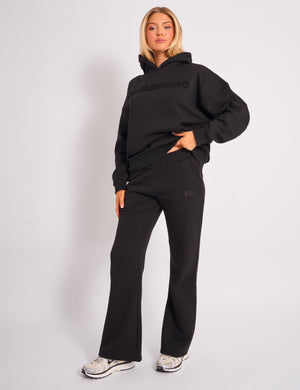 Kaiia Bubble Logo Wide Leg Joggers Black