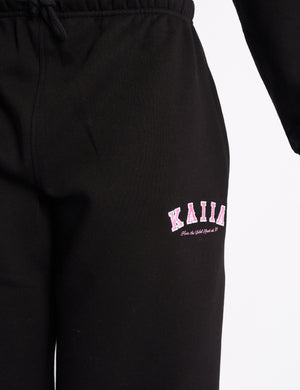 Kaiia Logo Wide Leg Joggers Black & Pink