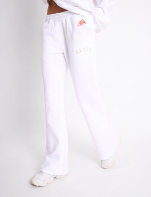 Kaiia Logo Wide Leg Joggers White & Sand