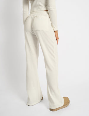 Kaiia Waffle Wide Leg Joggers Cream