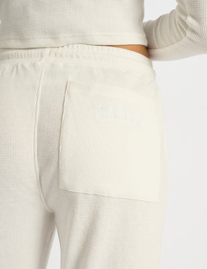 Kaiia Waffle Wide Leg Joggers Cream