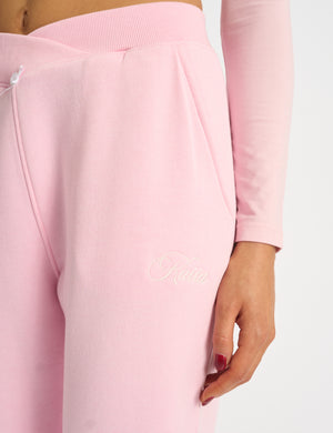 Kaiia Bow Detail Wide Leg Joggers Pink