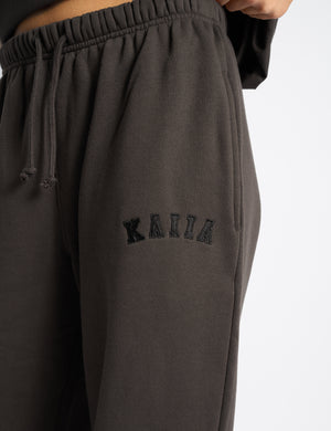 Kaiia Logo Wide Leg Joggers Chocolate