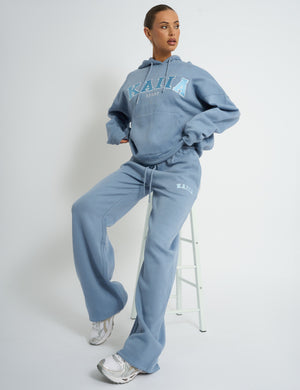 Kaiia Logo Wide Leg Joggers Vintage Blue