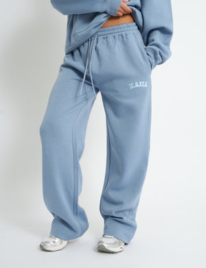 Kaiia Logo Wide Leg Joggers Vintage Blue