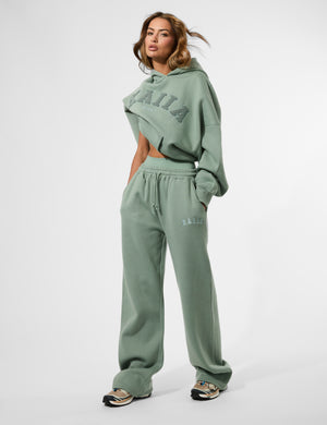 Kaiia Logo Wide Leg Joggers Green Tea