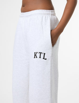 Kaiia KTL Logo Wide Leg Joggers Light Grey Marl