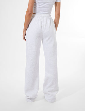 Kaiia Rainbow Logo Wide Leg Joggers Light Grey Marl