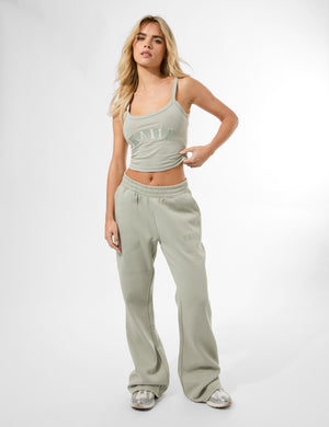 Kaiia Logo Wide Leg Joggers Matcha