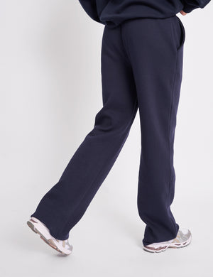 Kaiia Logo Wide Leg Sweat Pants Navy