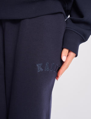 Kaiia Logo Wide Leg Sweat Pants Navy