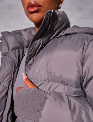 Kaiia Studio Oversized Puffer Coat Grey Public Desire