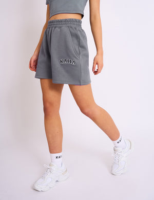 Kaiia Logo Sweat Shorts in Charcoal Grey