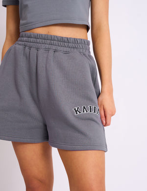 Kaiia Logo Sweat Shorts in Charcoal Grey