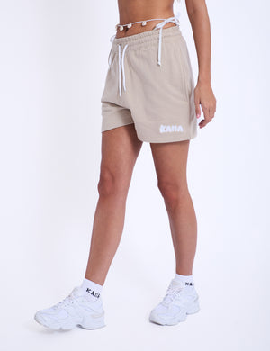 Kaiia Embroidered Bubble Logo Sweat Shorts Light Stone