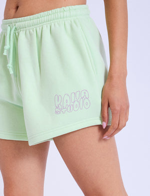 Kaiia Studio Bubble Logo Mini Sweat Shorts Lime & Lilac