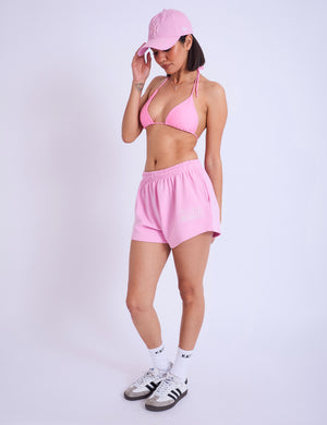 Kaiia Studio Bubble Logo Mini Sweat Shorts Baby Pink