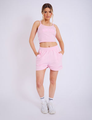 Kaiia Logo Sweat Shorts Baby Pink