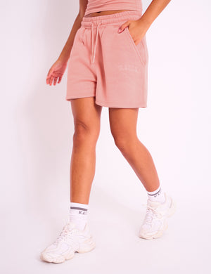 Kaiia Logo Sweat Shorts Coral