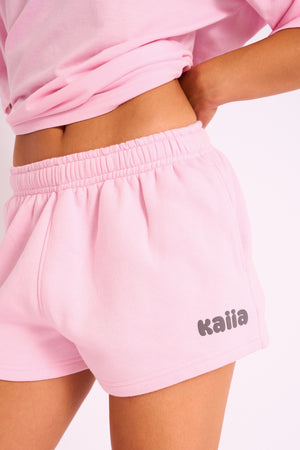 Kaiia Studio Bubble Logo Sweat Shorts Pink