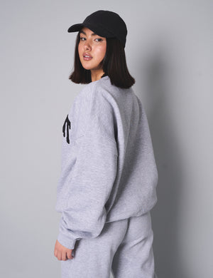 Kaiia Sport Slogan Oversized Sweatshirt Grey Marl